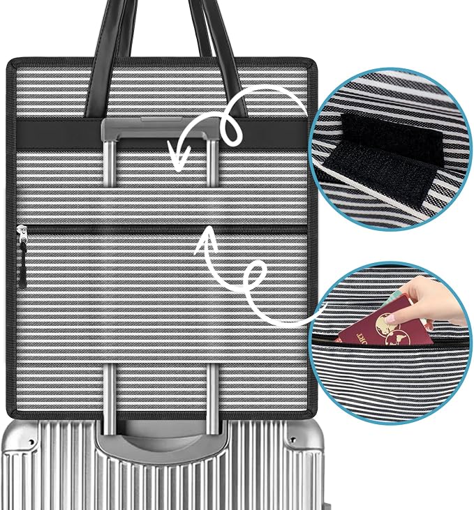 SelfTek Shoe Bags for Travel with Handle, Waterproof Large-Capacity Family Travel Shoe Bag Organizer for Multiple Shoes, Shoe Travel Bags for Packing, Suitable for Luggage Handle (Streifen) - Image 2
