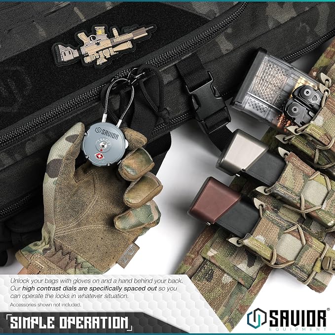 Savior Equipment Quality TSA-Approved 3-Digit Combination Cable Travel Luggage Locks for Rifle Bag Firearm Gun Case Accessories Ammo Boxes Outdoor Storage, Obsidian Black, 4-Pack - Image 3