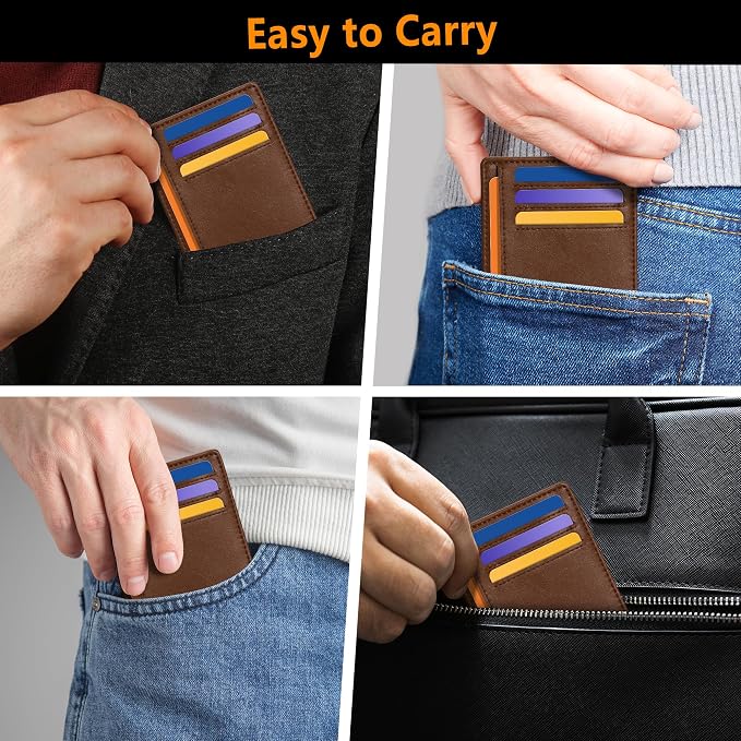 Travelambo Slim Minimalist Wallet for Men, RFID Blocking Credit Card Holder, Front Pocket ID Card Case, Gifts for Men, Husband, Boyfriend, Teenage - Image 8