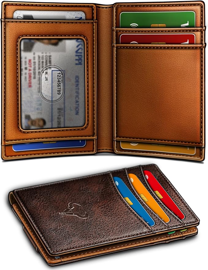 BULLIANT Magnetic Slim Leather Pocket Wallet Money Clip For Men 12Cards | RFID Blocking | Easy Access | Gift Boxed - Image 2