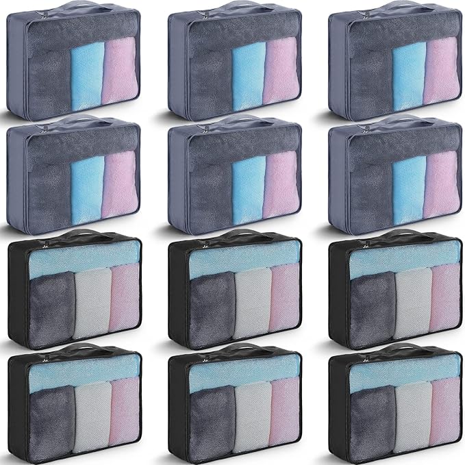 Tudomro 12 Pcs Large Packing Cubes Luggage Organizers for Suitcase Mesh Travel Organizer Bags Travel Packing Organizers for Traveling Camping Hiking by Tudomro