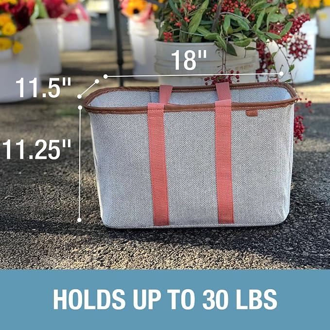 CleverMade Collapsible Tote LUXE, 30L Structured Tote Bag with Handles | Pack It All Without the Floppy-Bag Fight | Steel Rim Stays Open, Soft Grips Carry 30 lb, and Tote Folds to 1.5 Inches - Image 5