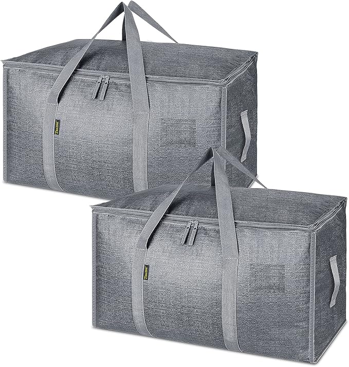 BALEINE 2-Pack Oversized Moving Bags with Reinforced Handles, Heavy-Duty Storage Tote for Clothes, Moving Supplies (Winter Grey, 2-Pack) by BALEINE