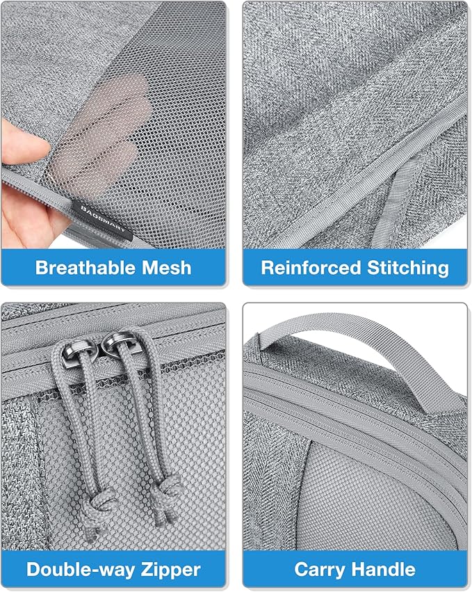 BAGSMART Compression Packing Cubes for Travel, Durable Travel Cubes for Carry-On Suitcase, 6 Set Cuise Ship Travel Essentials (1L+3M+1S+Shoe Bag), Grey | Fits 20/24/28in Carry-On Suitcases, Compressible Bags Streamline Cruise Travel Essentials, Sturdy ... - Image 5