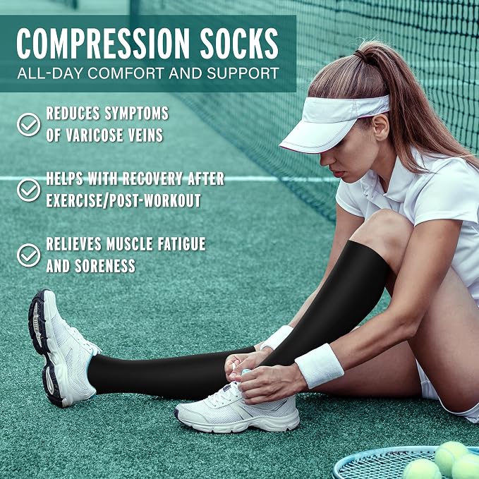 3 Pairs Compression Socks for Women & Men 15-20 mmHg- Best Support for Nurses, Running, Hiking, Recovery & Flight Socks - Image 2