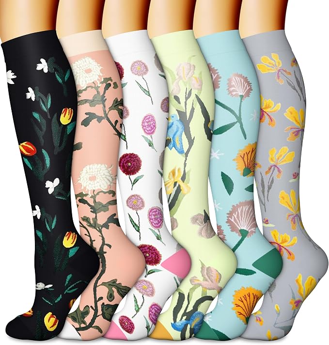 CHARMKING 6 Pairs-Compression Socks for Women & Men Circulation Best Support for Nurses, Running, Athletic,Flight Travel by CHARMKING