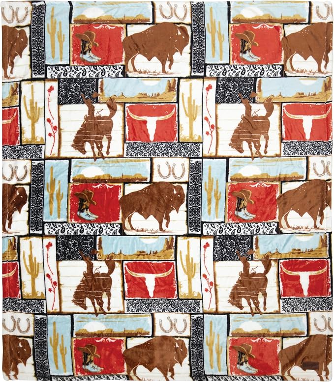 Carstens, Inc. Travel Blanket, Premium Compact 2-in-1 Airplane Blanket/Pillow, Wrangler Vintage Western - Image 4