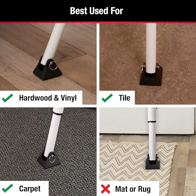 Master Lock White Compact Door Stopper Folding Security Bar, Adjustable from 25-1/2 to 43-1/2 Inches Long for Hinged and Sliding Doors, Door Barricade, Pack of 2, 270EC2 - Image 5