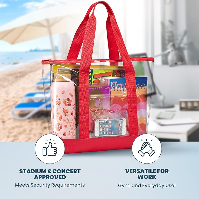 Handy Laundry Clear Tote Bag - Zipper Closure, Long Shoulder Strap, Fabric Trimming. - Image 5