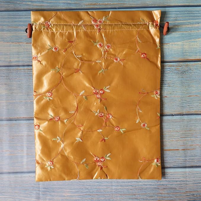 Ouyatoyu 4pcs Embroidered Silk Flower Design Jacquard Travel Bag, Laundry Bags Shoe Bags, Lingerie Bags Underwear Bags for Travel Storage for Men Women Washable Cloth Shoe Bags - Image 5