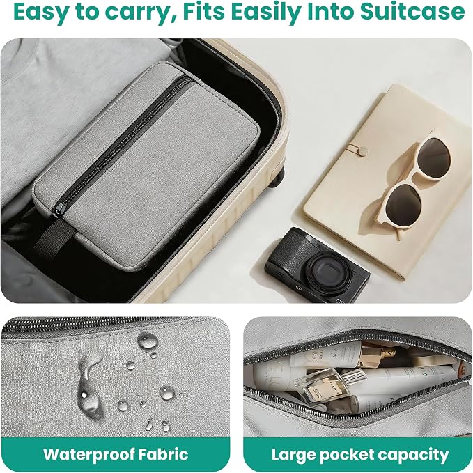 Travel Toiletry bag for Women and Men,Small Cosmetic Bag Hanging Lightweight Makeup Bag Small Tool Bag Travel Organizer accessories for Women Men - Grey - Image 6
