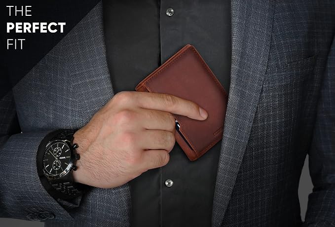 SERMAN BRANDS - Wallets for Men Slim Mens leather RFID Blocking Minimalist Card Front Pocket Bifold Travel Thin - Image 2