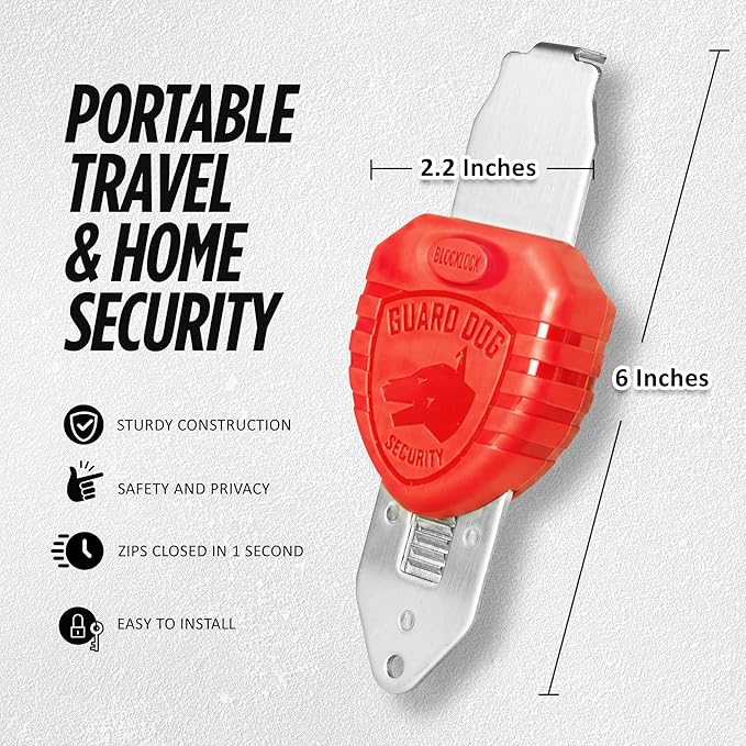 Guard Dog Security Blocklock Portable Door Lock, Hotel Door Locks for Travelers Security, Tough & Durable, Apartment Door Security, Home Security, Travel Essentials (Red 1 Pack) - Image 2