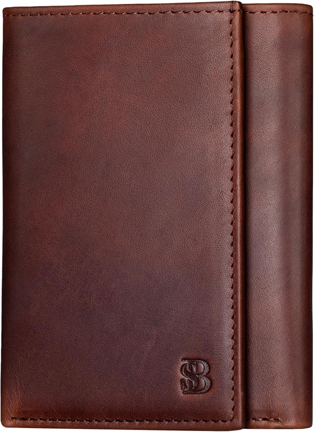 SERMAN BRANDS Trifold Wallet for Men - RFID Blocking Full Grain Leather, 11 Card Slots & ID Window, Slim Everyday Carry, Durable Stitching, Gift for Him by SERMANBRANDS