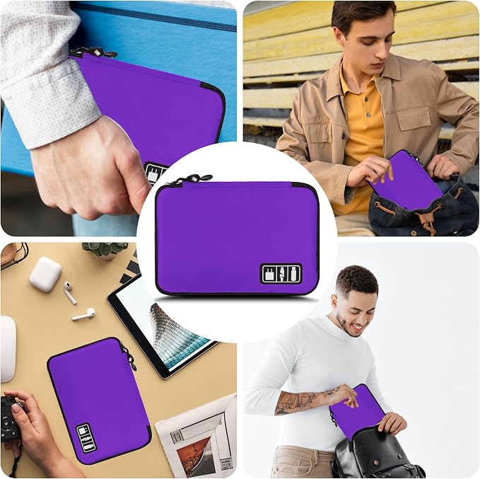 Electronics Organizer,Travel Cord Organizer Pouch,Cable Organizer Bags | Travel Electronic Accessories Storage Case for Cables, Cords, Charger, Phone (Purple) - Image 6