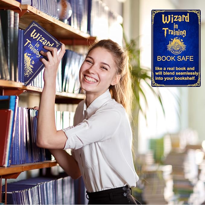 Wizard Book Safe with Real Pages, Hollow Book Box Hidden Storage with 3-Digit Combination Lock, Decorative Secret Diversion Safe, Money Hiding Box for Cash Savings, 9.3"x6.0"x2.3" - Image 2