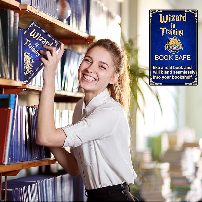 Wizard Book Safe with Real Pages, Hollow Book Box Hidden Storage with Classic Key Lock, Decorative Secret Diversion Safe, Money Hiding Box for Cash Savings, 9.3"x6.0"x2.3" - Image 2