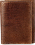 BULL GUARD Leather Trifold Wallets For Men In Grizzly Brown with ID and RFID Blocking Great For Work, Sports, Outdoors, No Logo Design by BullGuard
