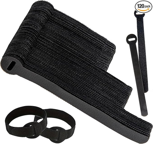 120 PCS 5/6/8 Inch Reusable Cable Ties for Cords – Data Cable Organizer Ties – Cord Wraps for Charging Cords – Electrical Wire Straps, Black by ARMIZ