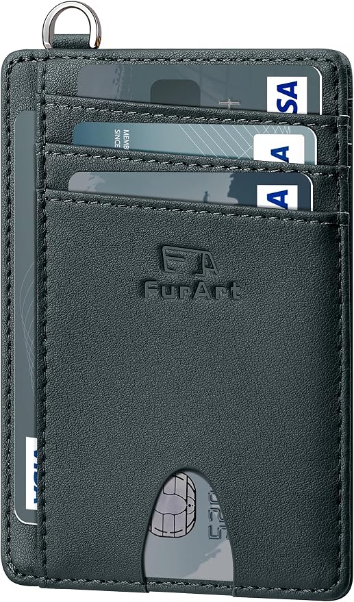 FurArt Slim Minimalist Wallet RFID Credit Card Holder for Men | slim minimalist compact rfid id window thin by FurArt