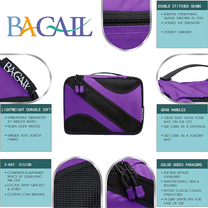 BAGAIL 6 Set Packing Cubes,Travel Luggage Packing Organizers - Image 3