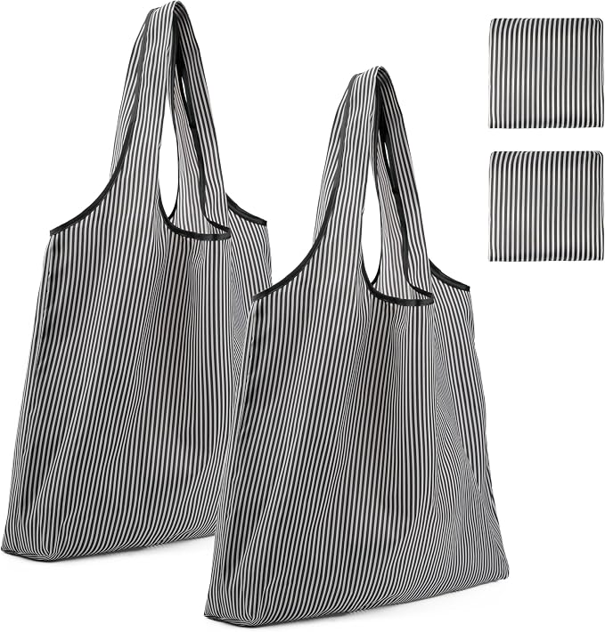 REDSINDA Foldable Reusable Shopping Grocery Bags, Lightweight, Washable, Cute Packable Polyester Tote Bag by REDSINDA