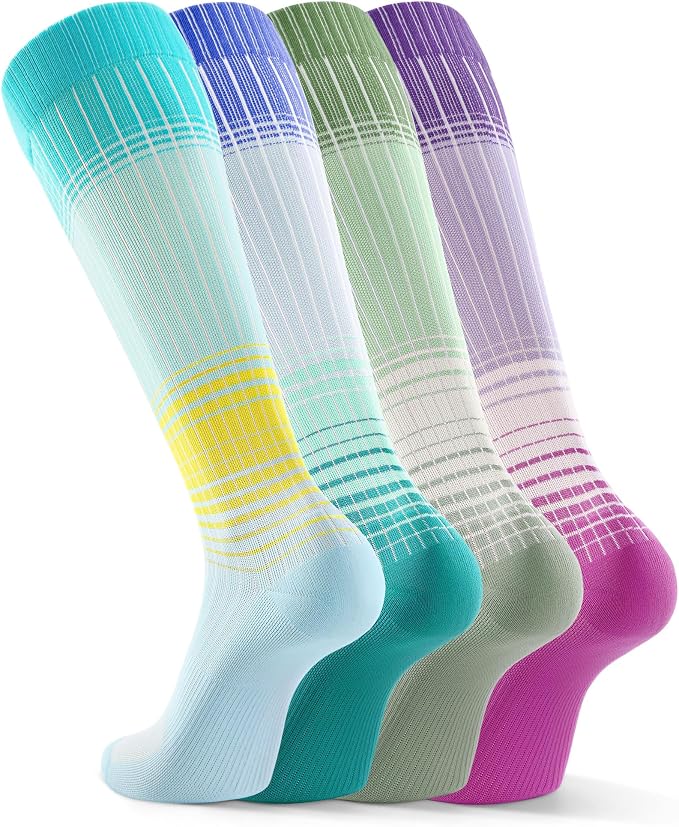 FITRELL 4 Pairs Compression Socks for Women & Men, 15-20mmHg Circulation Support for Athletic Travel Daily Wear - Image 8