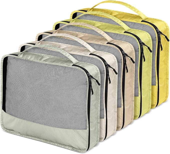 5 Pcs Packing Cubes for Suitcase Large Travel Cubes Carry on Luggage Organizer Bags for Clothes Accessories(M,Yellow) - Image 6