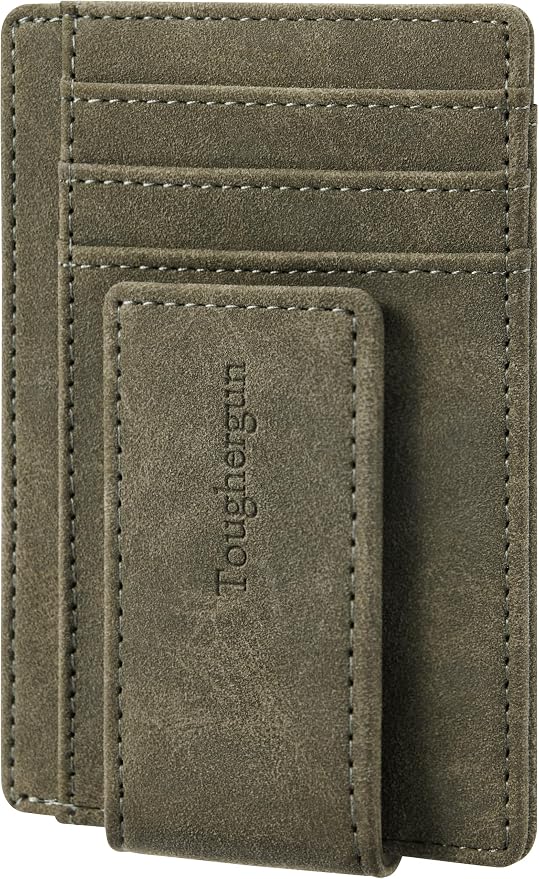 Toughergun Slim Wallet for Men RFID Blocking Money Clip, Minimalist Front Pocket Credit Card Holder, Magnetic Thin Mens Wallets with ID Window by Toughergun
