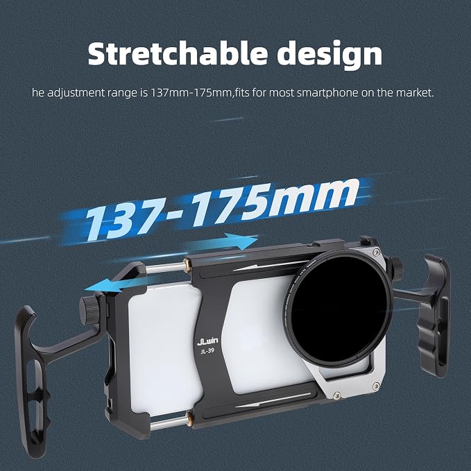 Universal Phone Cage Video Kit Stabilizer W/Handles + 67mm Thread Filter Adapter Rig for iPhone 17 16 15 14 Pro Max Samsung Cell Phone Vlog Live Stream Filmmaking, with Cold Shoe Tripod Mount - Image 3