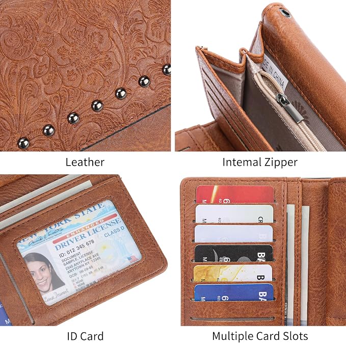 Wallets for Women Trifold Wristlet Wallets Large Capacity RFID Blocking Ladies Purse Credit Card Holder - Image 4