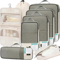 BAGAIL 4 Set/6 Set/8 Set Compression Packing Cubes Travel Accessories Expandable Packing Organizers (Half Mesh, 8-Beige) by BAGAIL