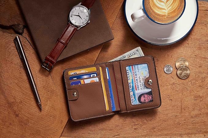 Toughergun Women’s Small Slim Leather Wallet with RFID Protection, Compact Bifold Mini Purse with Clear ID Window - Image 6