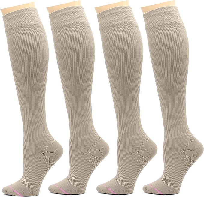 Dr. Motion 4 Pairs Therapeutic Graduated Compression Women's Knee-hi Socks by Dr.+Motion