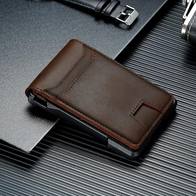 Genuine Leather Wallet for Men: Slim RFID Smart Minimalist Wallet | Credit Card Holder for Front Pocket wallet with Money Clip Full Grain - Gift for Husband Father on Birthday Anniversary - Image 9