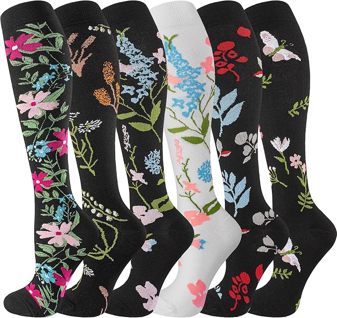cerpite Compression Socks for Women & Men 6 Pairs Knee High Compression Socks 20-30 mmhg Best for Running,Nurse,Travel by Cerpitesportsstyles