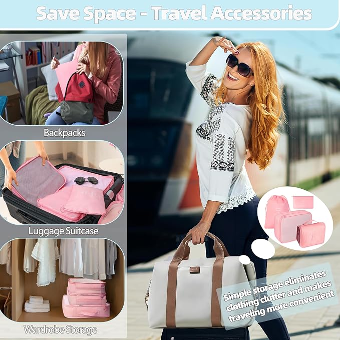 10 Pcs Set Packing Cubes - Travel Packing Organizers, Expandable Suitcase Organizer, Luggage Organizer Bags - Image 6