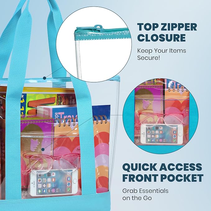 Handy Laundry Clear Tote Bag - Zipper Closure, Long Shoulder Strap, Fabric Trimming. - Image 4