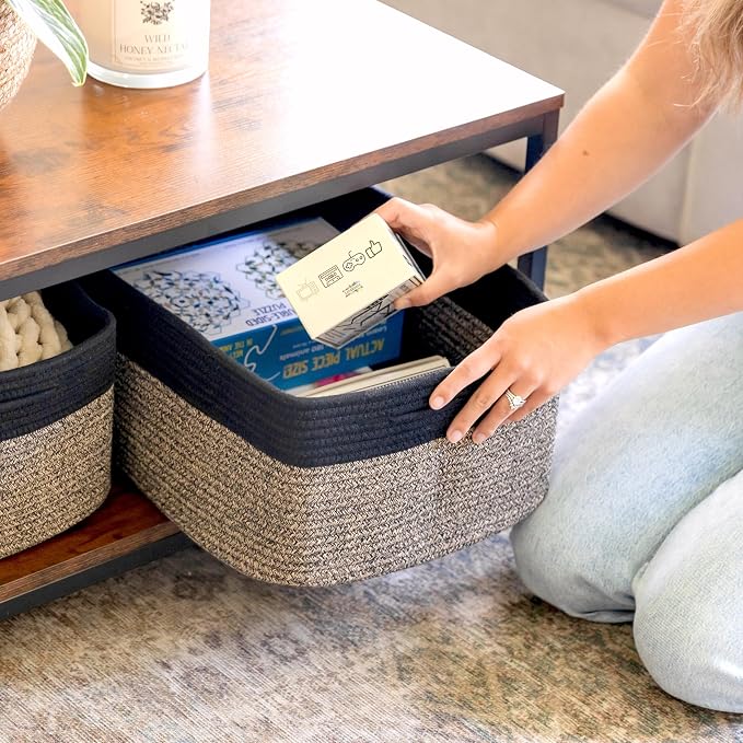 NaturalCozy Storage Baskets 16.8”x13”x7.6” Cotton Rope Woven Baskets for Organizing 3-Pack | Toy Storage Bins | Basket for Shelves, Laundry, Blanket, Clothes, Closet, Kitchen, Bathroom, Gifts - Image 3
