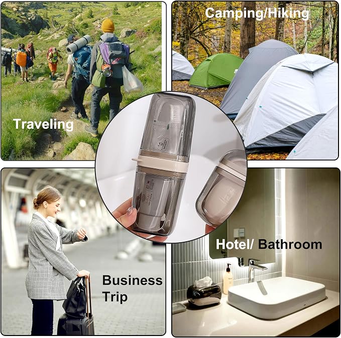 2-in-1 Travel Toothbrush and Toothpaste Case, Portable & Compact | Toothbrush Travel Case with 2 Mouthwash Cups, BPA-Free & Dustproof, Toothbrush Holder for Traveling Camping Dorm Bathroom - Image 7