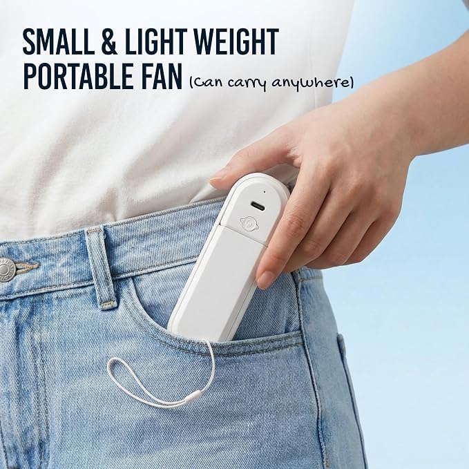3-in-1 Portable Handheld Fan with Mirror & Flashlight - Mini Personal Fan, 22H Cooling, USB Rechargeable Travel Fan for Women, Makeup, Concerts & Summer (White) - Image 5