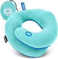 BCOZZY Kids Chin Supporting Travel Pillow for Ages 8–12- Patented Soft Neck Pillow for Head and Chin Support in Car Seat and Airplane. Comfortable Travel Essential. Medium Size, Bag, Light Blue by BCOZZY