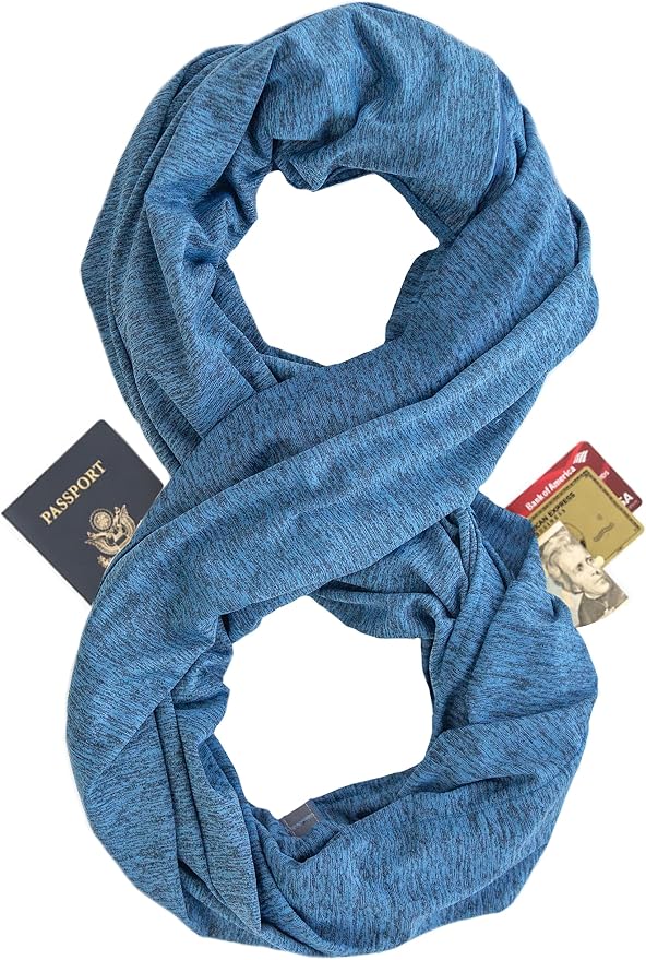 Zero Grid Infinity Travel Scarf Loop with Hidden Zipper Pockets for Passport, Phone, Cash, Cards by ZeroGrid