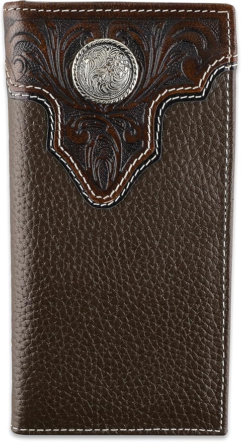 F&L CLASSIC Men's RFID Vintage Look Genuine Leather Long Bifold Wallet Checkbook Wallets,brown,240-81 by FLCLASSIC