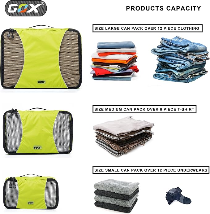 GOX Ultra Light 5 piece Packing Cubes Travel Luggage Organizer 1 Large 2 Medium 2 Small - Image 5