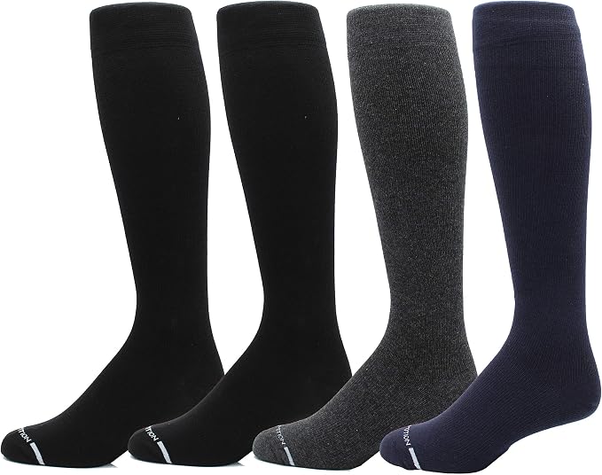 Dr. Motion 4 Pairs Men's Athletic Traveler Graduated Compression Knee High Socks by Dr.+Motion