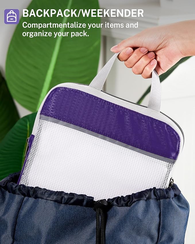 Gonex Compression Packing Cubes for Travel, Mesh Bags Luggage Organizers | Set of 4/5/6/7/10 for Essentials, Extensible, Fits 20"Carry-on Suitcases, See-through Mesh, Double Zipper Compression - Image 6