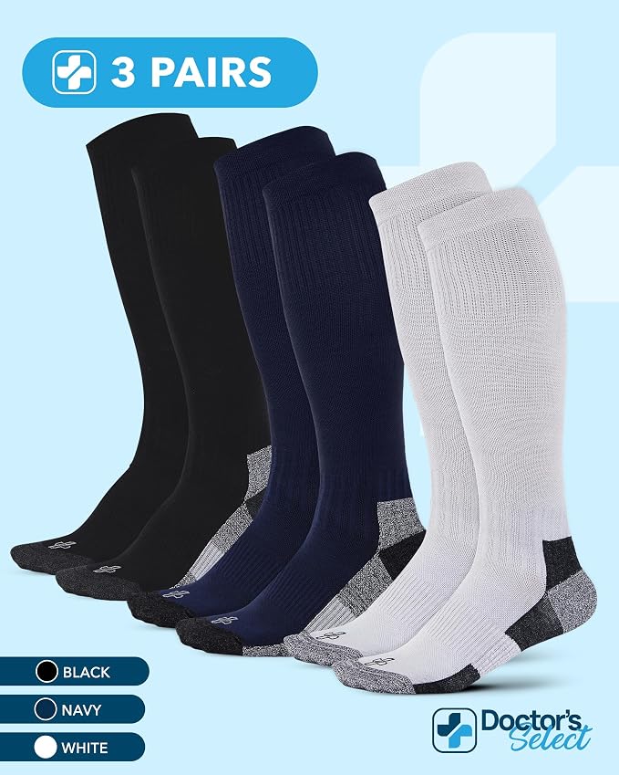 Doctor's Select® Bamboo Viscose Light Compression Socks for Women & Men - 3 Pairs, 8-15 mmHg Compression Socks, Knee High - Image 4