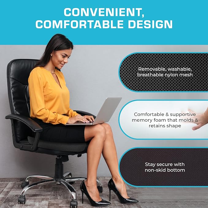 Xtreme Comforts Seat Cushions | Office Chair Cushions for Desk, Car, Wheelchair| Ergonomic Memory Foam Seat Cushion for Support & Comfort | Helps Improve Sitting Posture for Work & Body Relief - Image 3