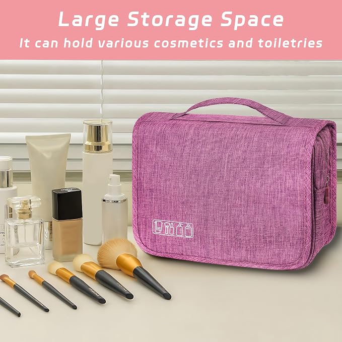 Toiletry Bag Travel Bag with Hanging Hook for Women and Men,Purple | Waterproof Small Capacity Hanging Multifunctional Makeup Bag for Toiletries, Portable Cosmetic Bag Travel Organizer - Image 6